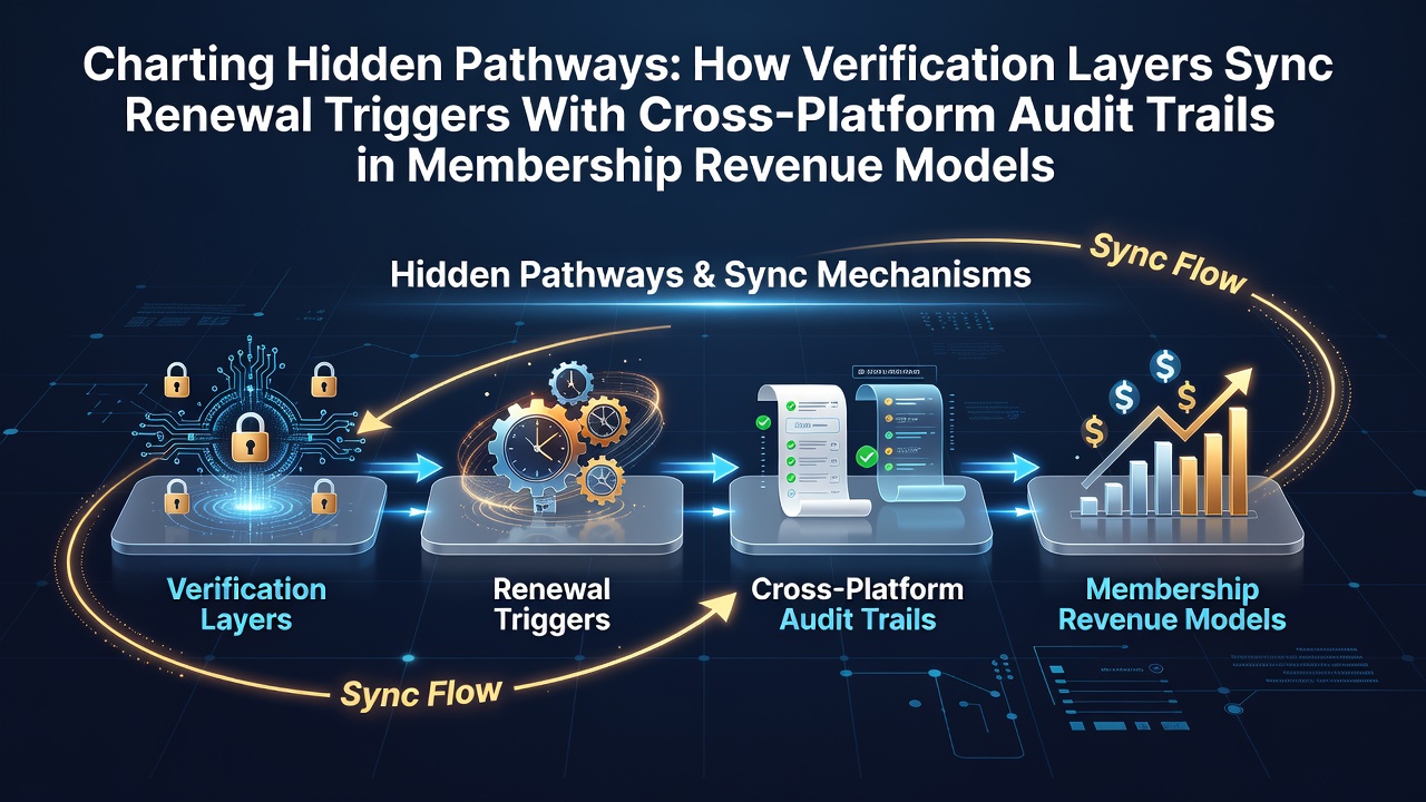 Diagram showing verification layers connecting renewal triggers across multiple platforms with audit trail flows
