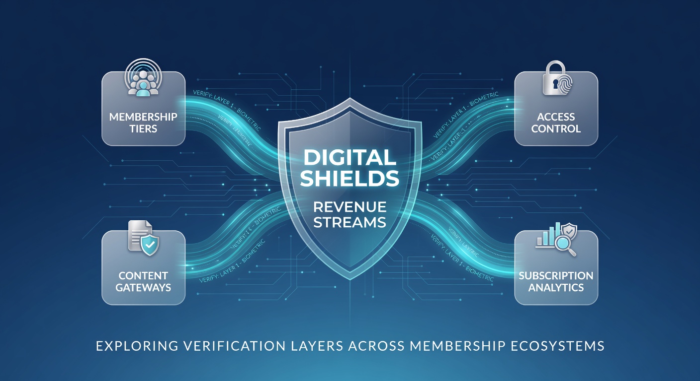 Diagram showing layered verification processes securing membership revenue flows