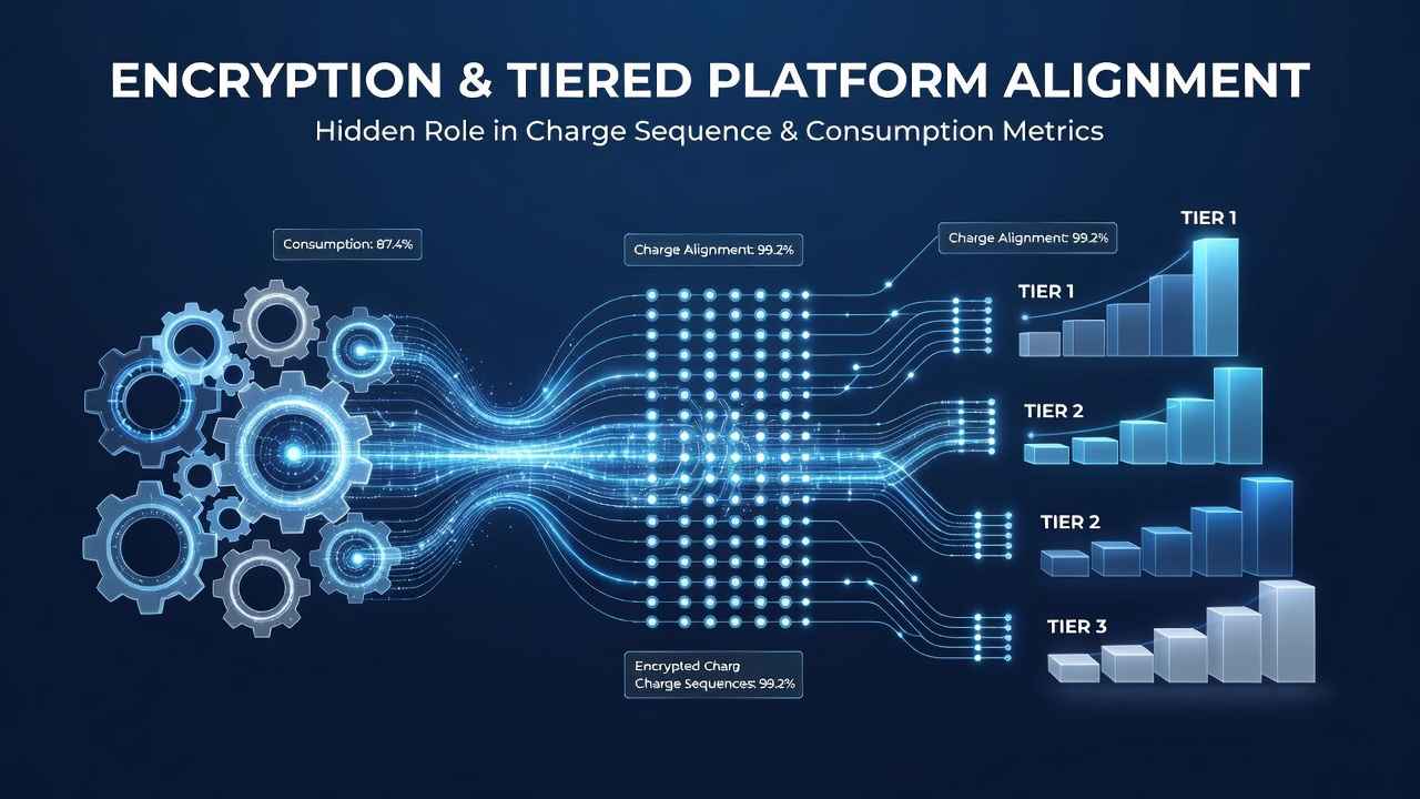 Data encryption aligning charge sequences with consumption metrics across tiered billing platforms