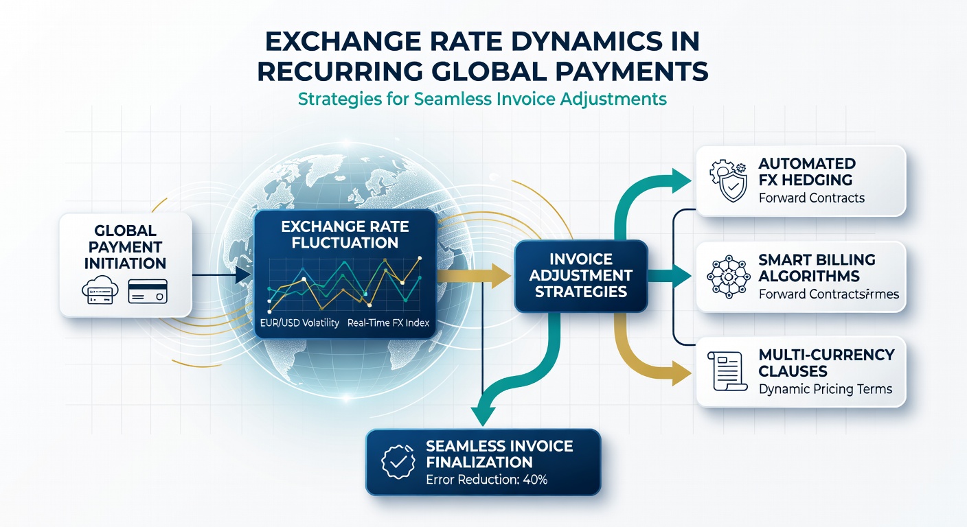 Dashboard interface displaying automated exchange rate adjustments applied to international invoices