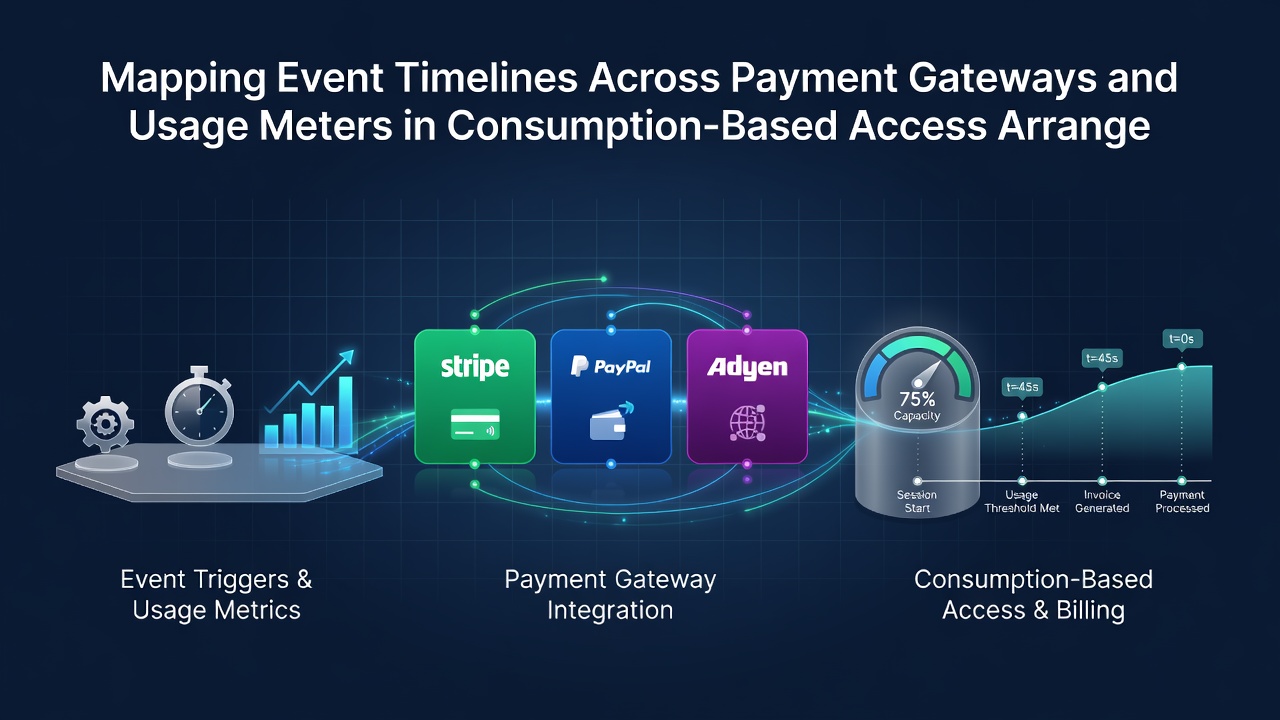 Flowchart illustrating synchronized data exchange between usage meters, payment gateways, and central ledgers