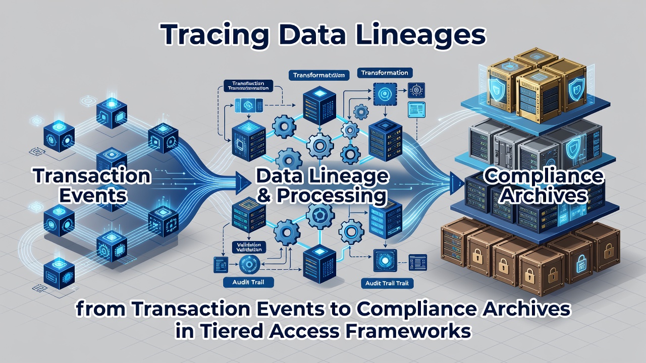 Flowchart showing compliance archive integration with tiered permissions and audit trail verification